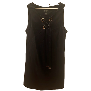 🌿Jessica Simpson black tank dress gold tie front size 4🌿